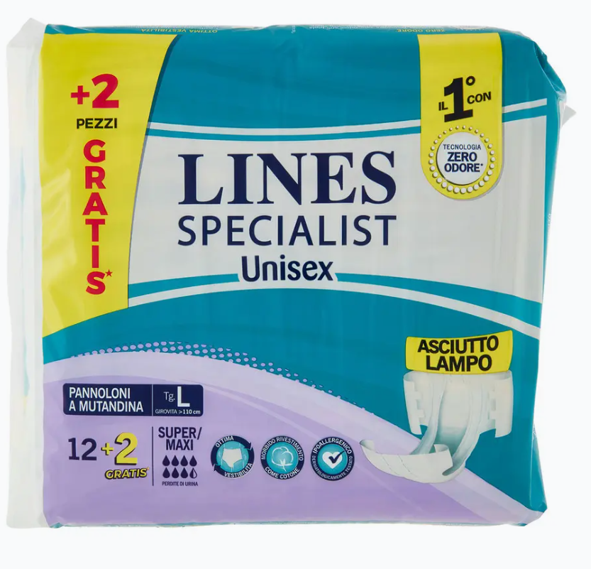 Lines Specialist Pannoloni a Mutandina Tg.L 12 Pezzi