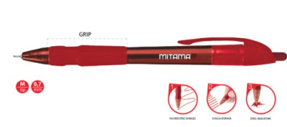 Penna Mitama Scatto Speed 3 Punta 0,7 Rossa