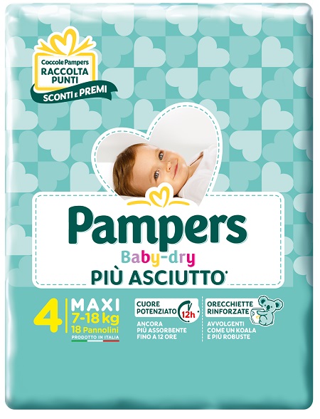 PAMPERS - BABY DRY PIÙ ASCIUTTO , 4 (7/18kg) 17 PEZZI