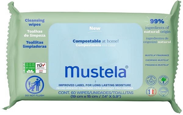 MUSTELA - SALVIETTINE COMPOSTABILI UMIDIFICATE DELICATE 60 PEZZI 0+MESI